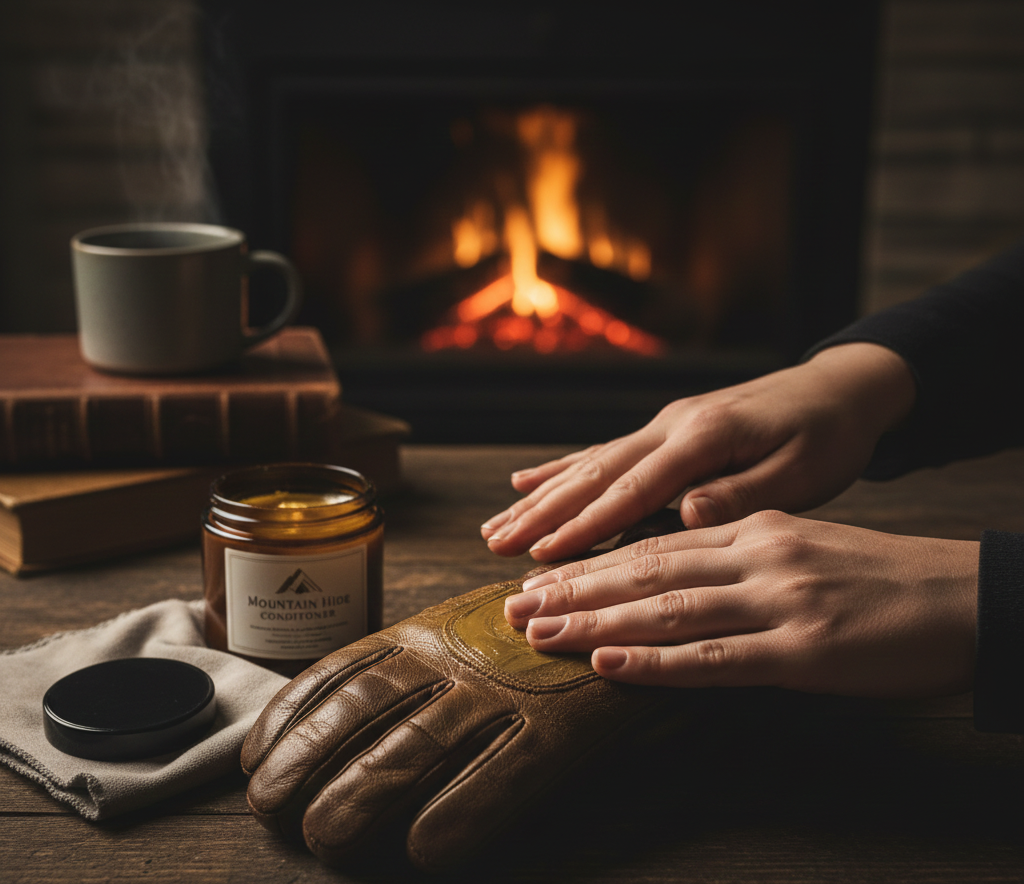 soften leather ski gloves with conditioner