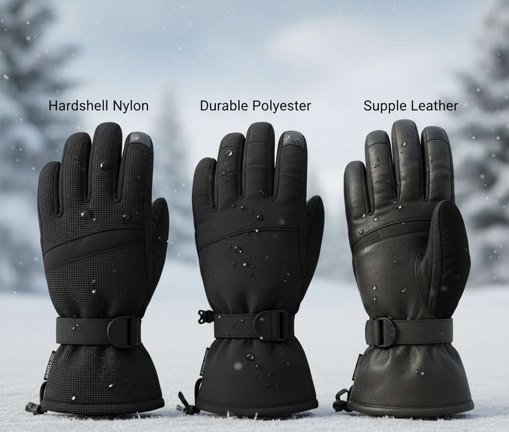 Comparison of waterproof ski glove outer shell materials