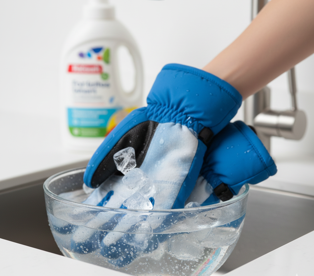 Washing ski gloves in cold water prevents fading