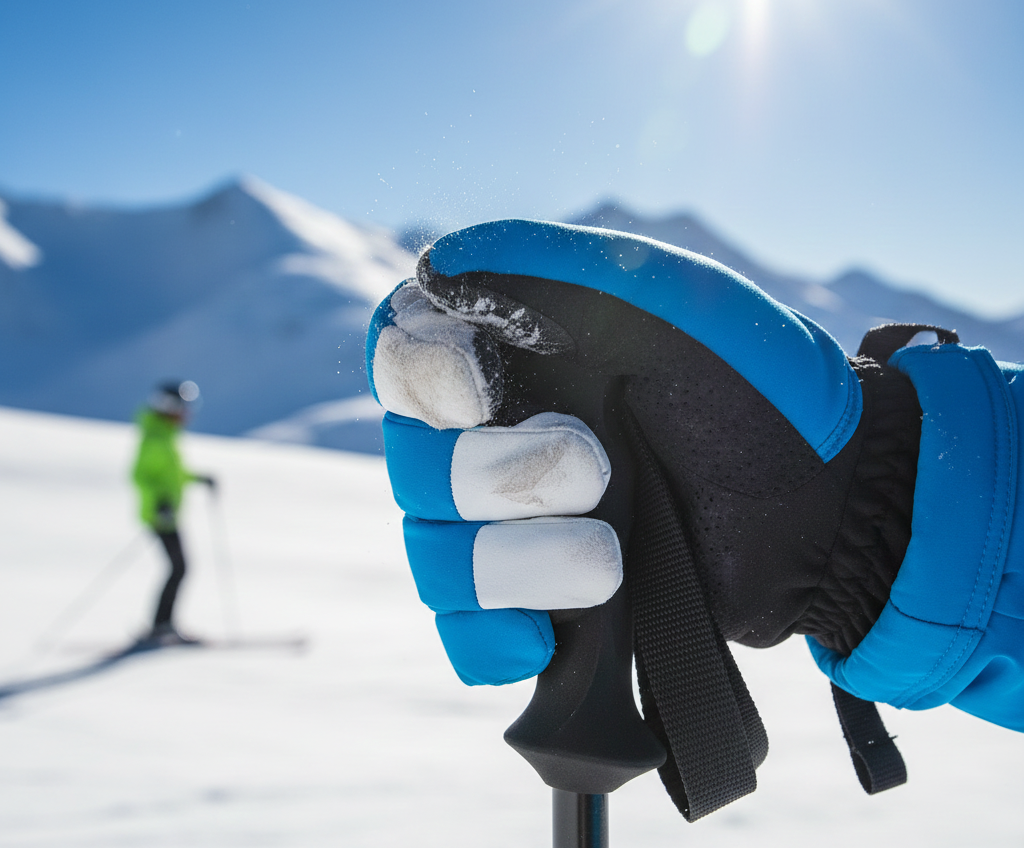 Friction causing ski glove color wear