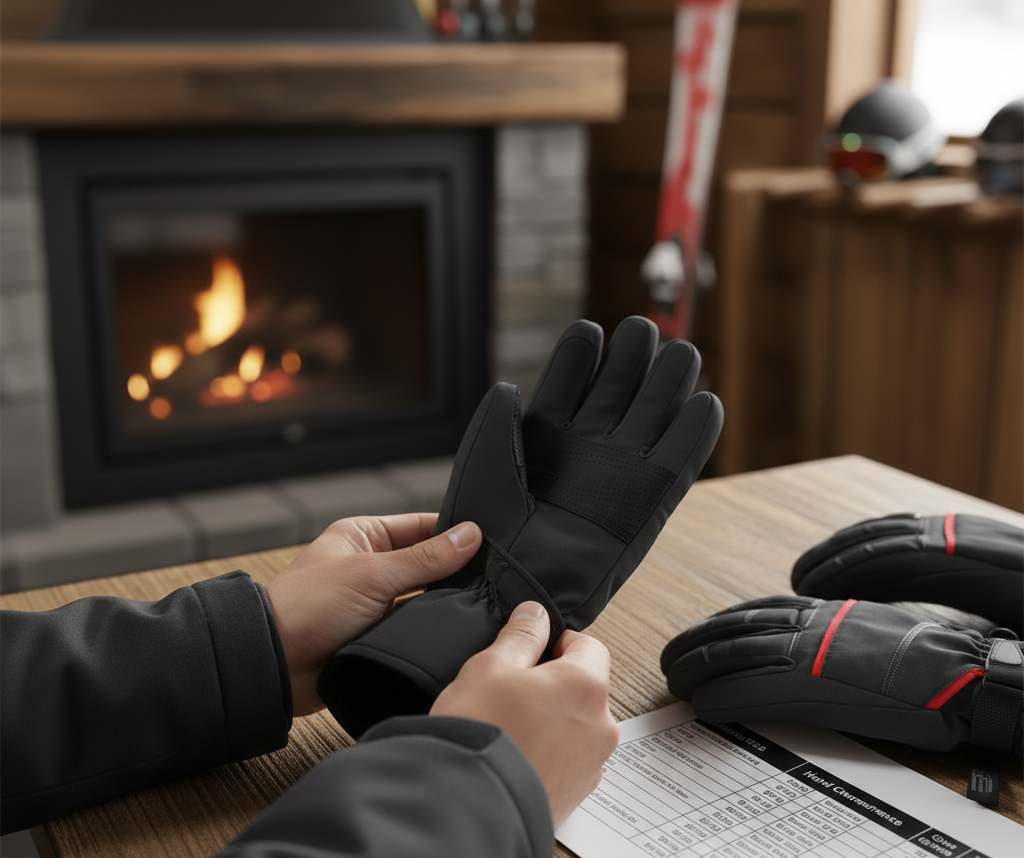7 Easy Ways to Avoid Sweaty Hands While Skiing (Stay Fresh & Comfortable) Glove fit test one-finger gap method