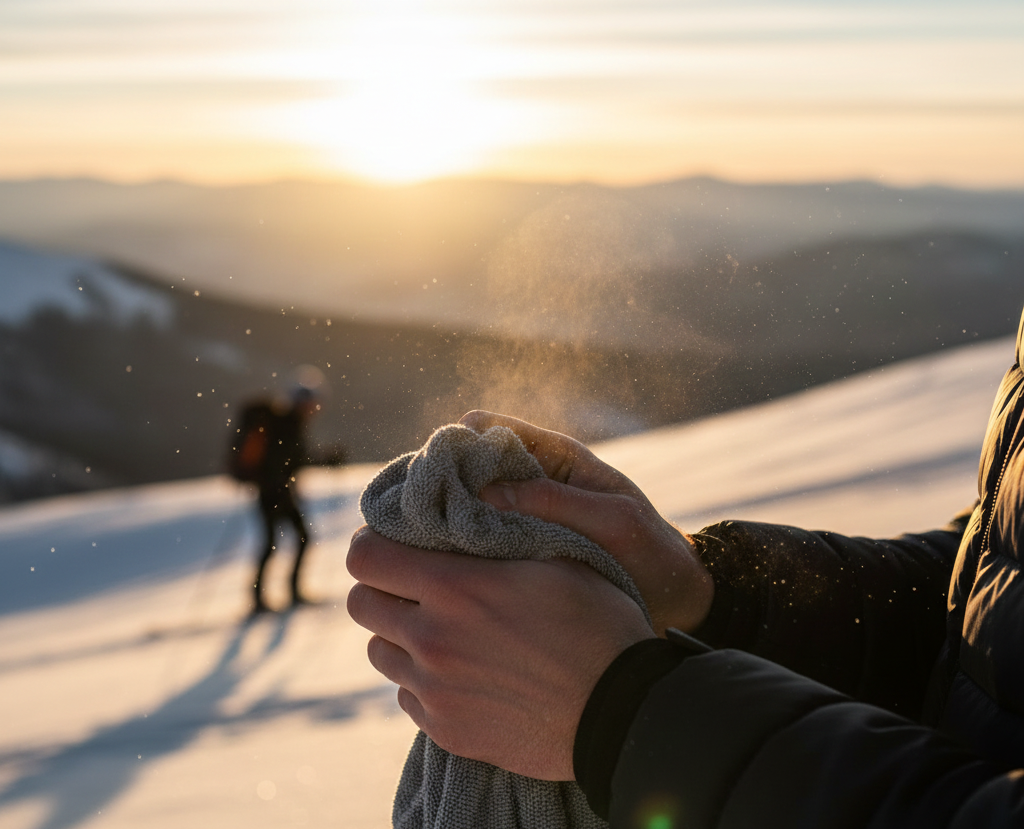 drying hands before skiing to prevent numb fingers