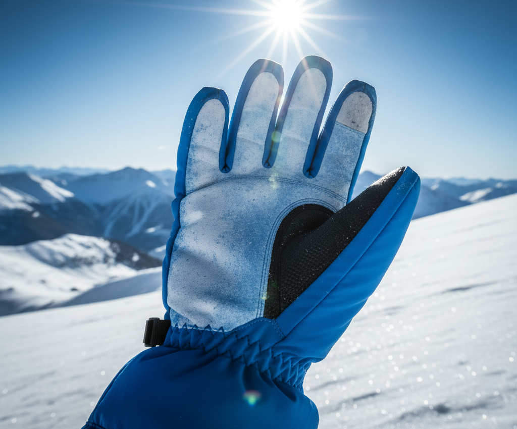 UV damage causes ski glove fading