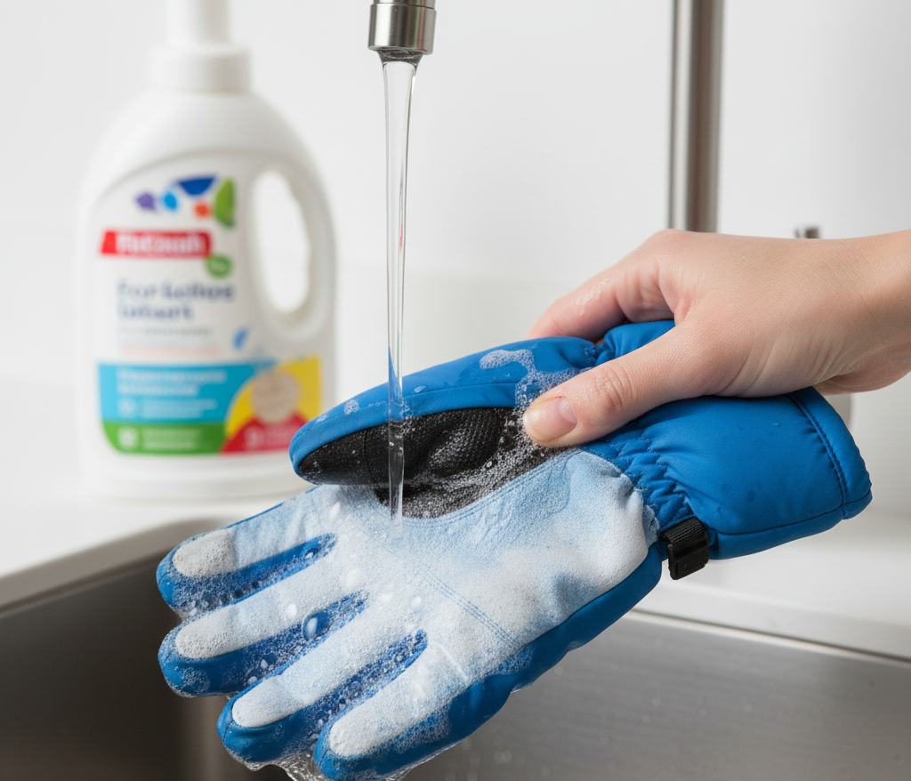 Detergents causing ski glove fading