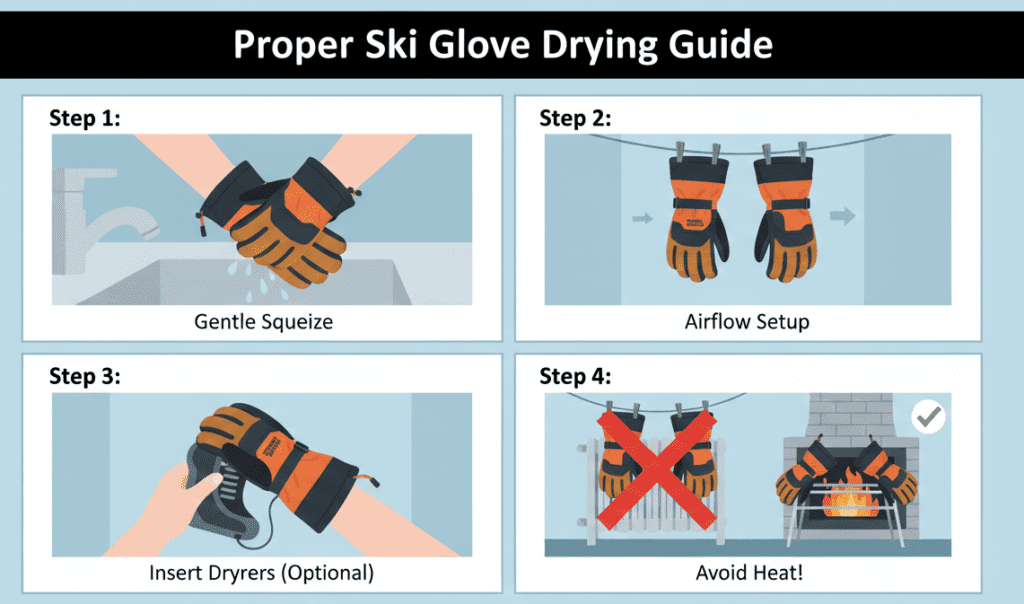 how to dry ski gloves without damaging them