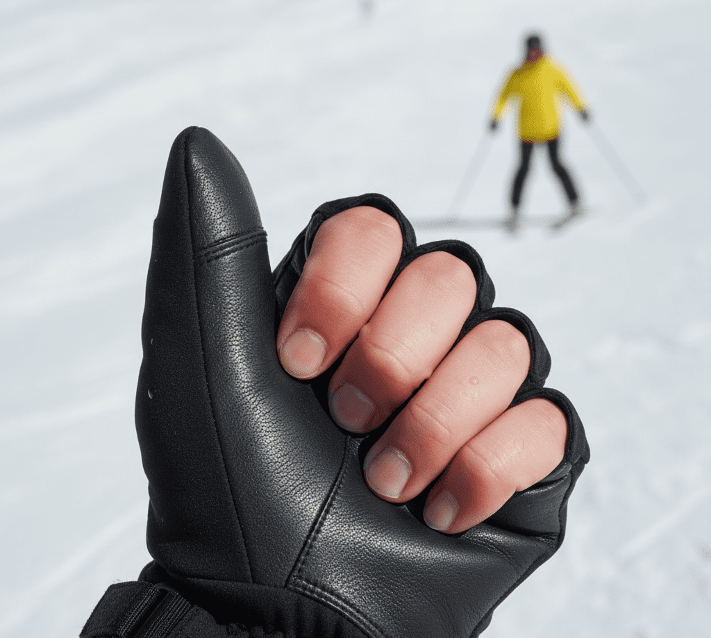 ski gloves rubbing skin raw on fingers while skiing