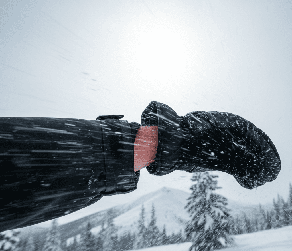 Gap between jacket sleeve and glove exposing wrist to wind