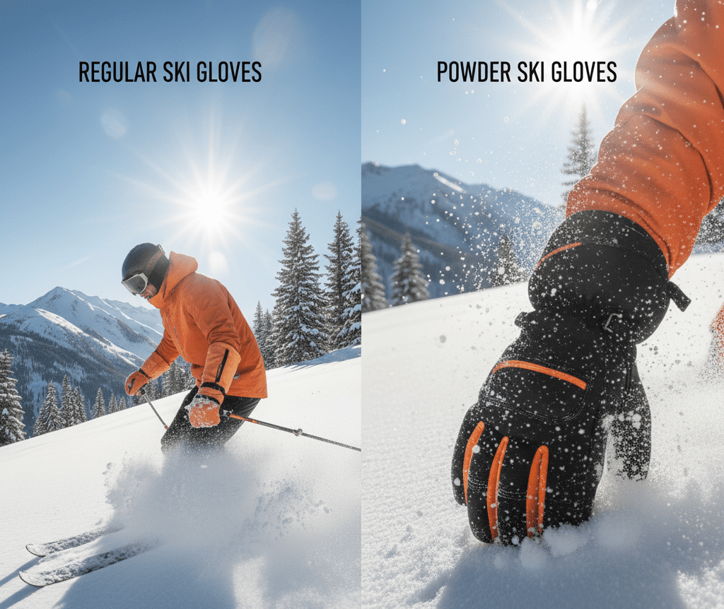 Regular Ski Gloves vs Powder Ski Gloves