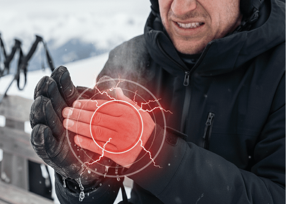Wet Ski Gloves Increase Pain and Stiffness