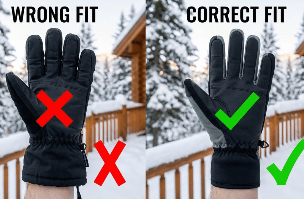 ski glove fit causing discomfort