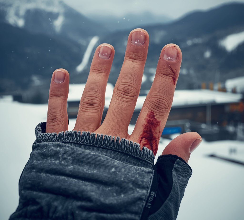 ski gloves rubbing skin raw on fingers while skiing