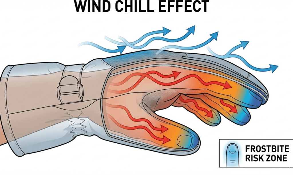 frostbite risk in fingers while skiing