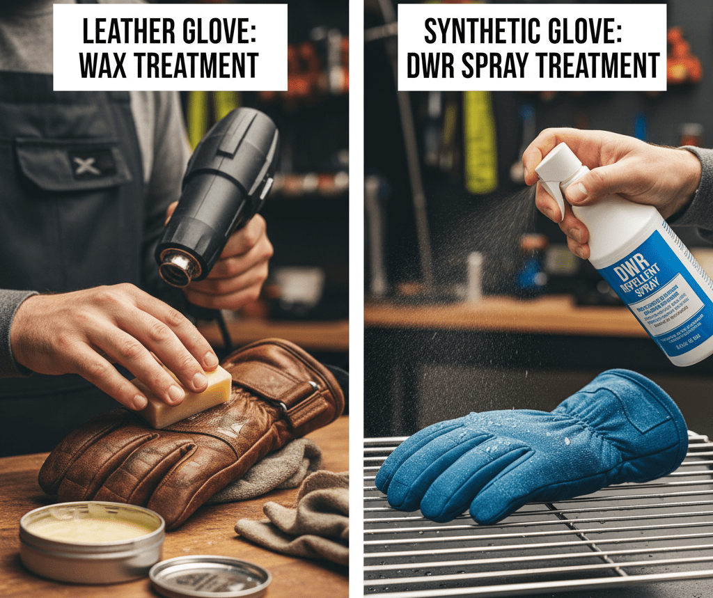 leather vs synthetic ski glove waterproofing treatments