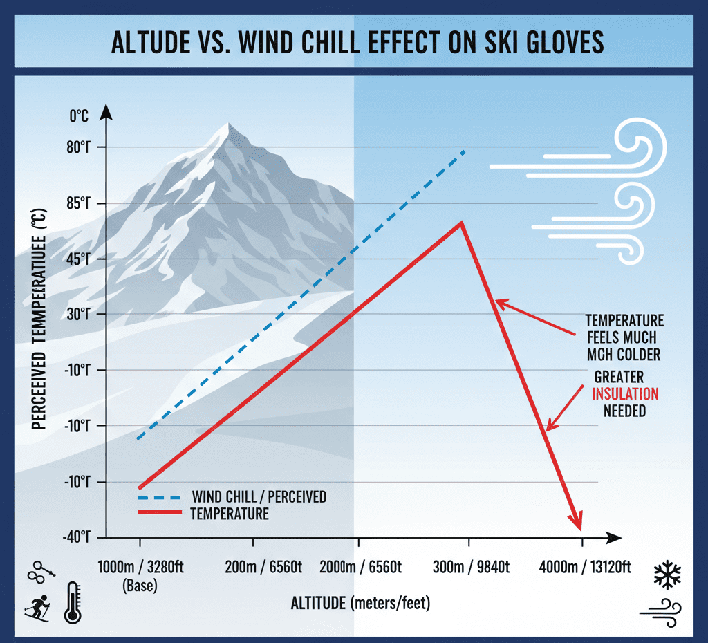 altitude vs wind chill effect on ski gloves