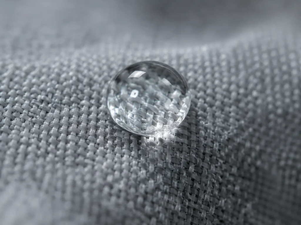 Ski glove liner material close-up showing hydrophobic synthetic fiber texture
