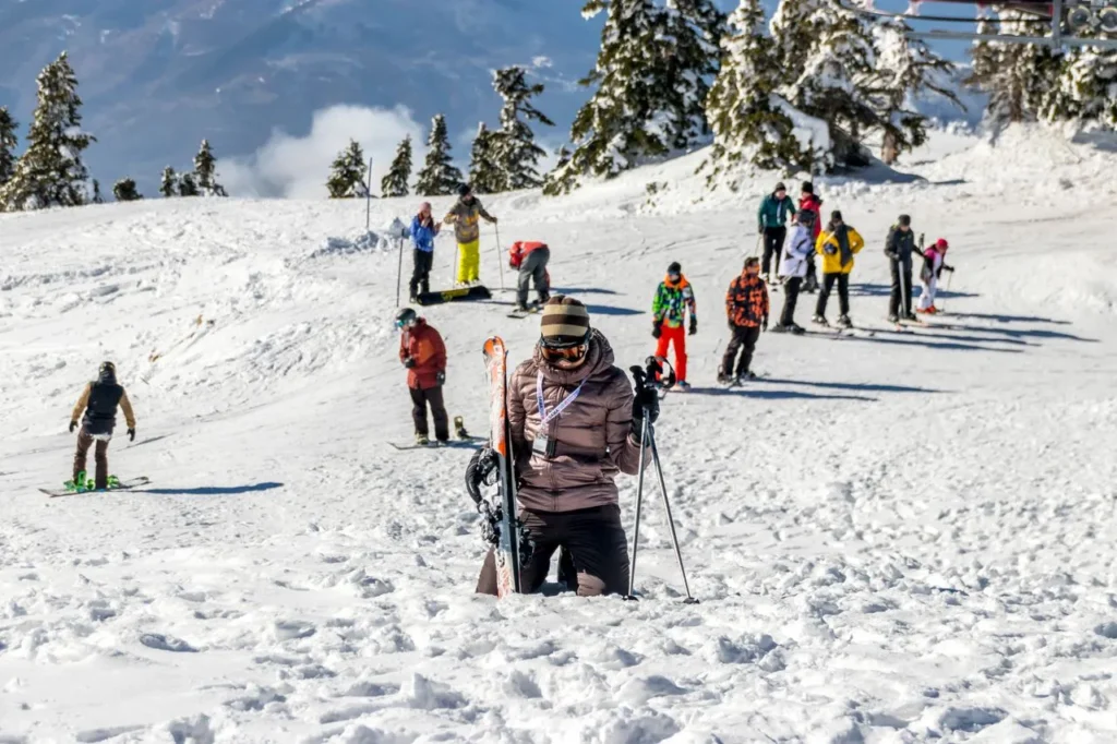 skiing resort with beginners