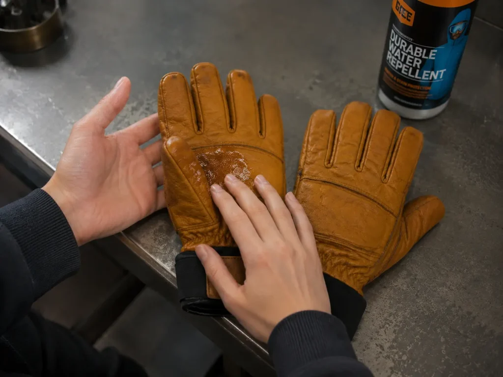 Leather gear drying too close to a direct heat source