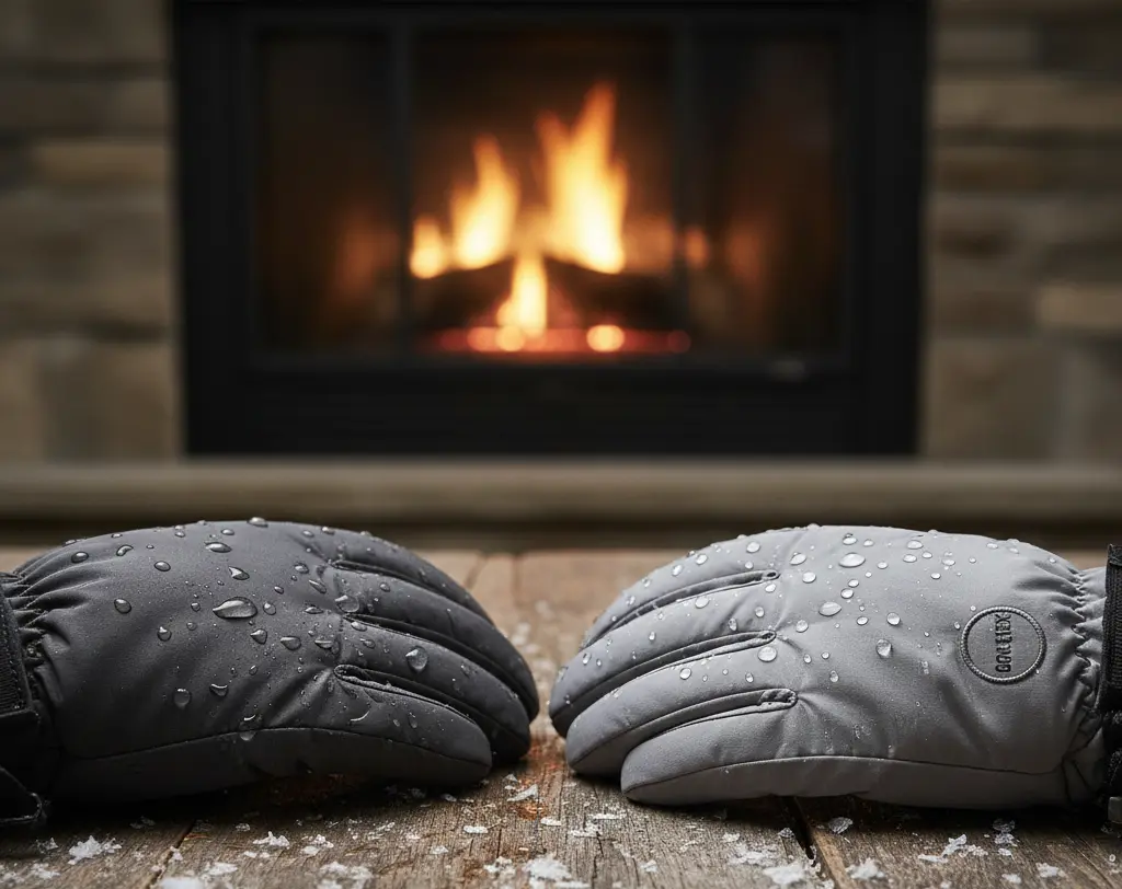 Saturated ski glove shell vs DWR beads: why Gore-Tex gloves keep hands dry inside