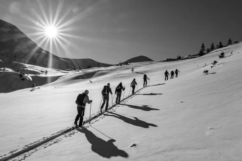 Skier in bright high-altitude sun exposure
