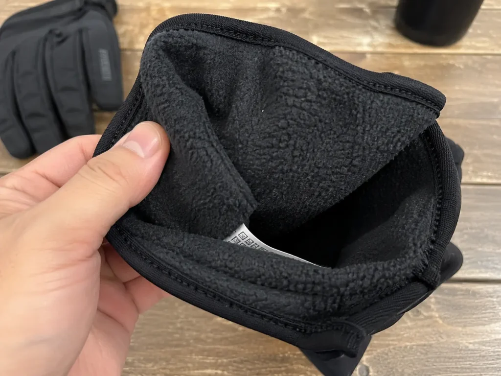 Inspecting the interior lining of a budget ski glove liner