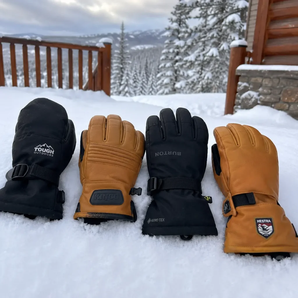 Best ski gloves for every budget laid out side by side on fresh mountain snow