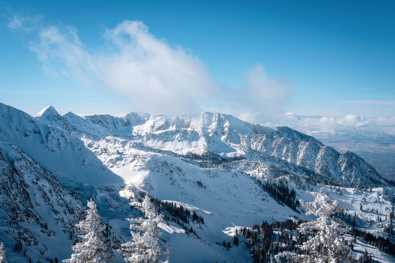 Snowy mountain ski resort