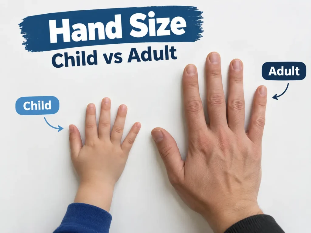 Comparing a child's hand size to an adult's