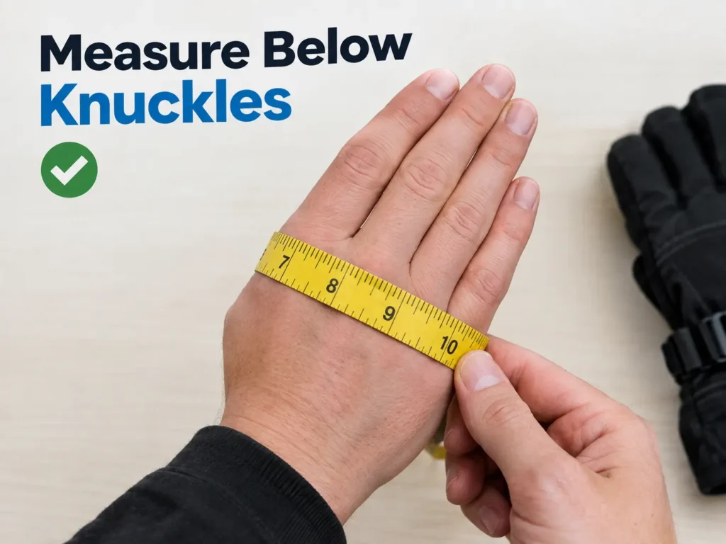 Correct hand measurement technique for glove sizing