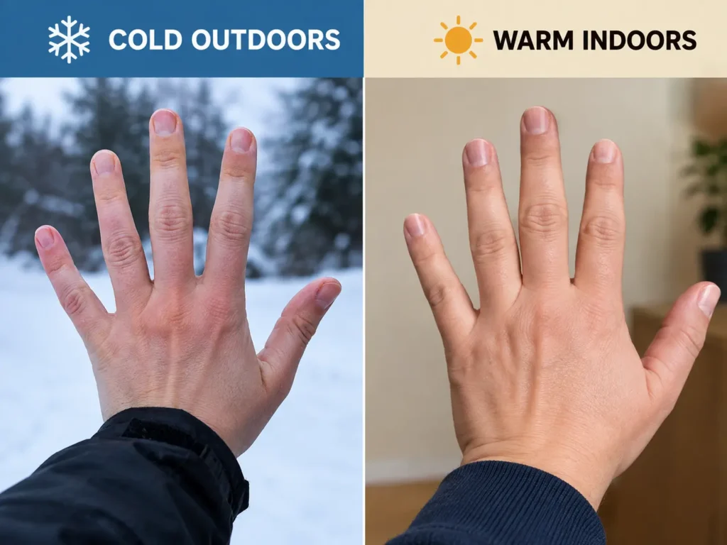 Hand size difference between cold and warm conditions