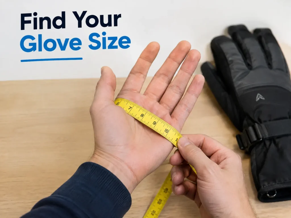 Measuring hand circumference for ski glove sizing