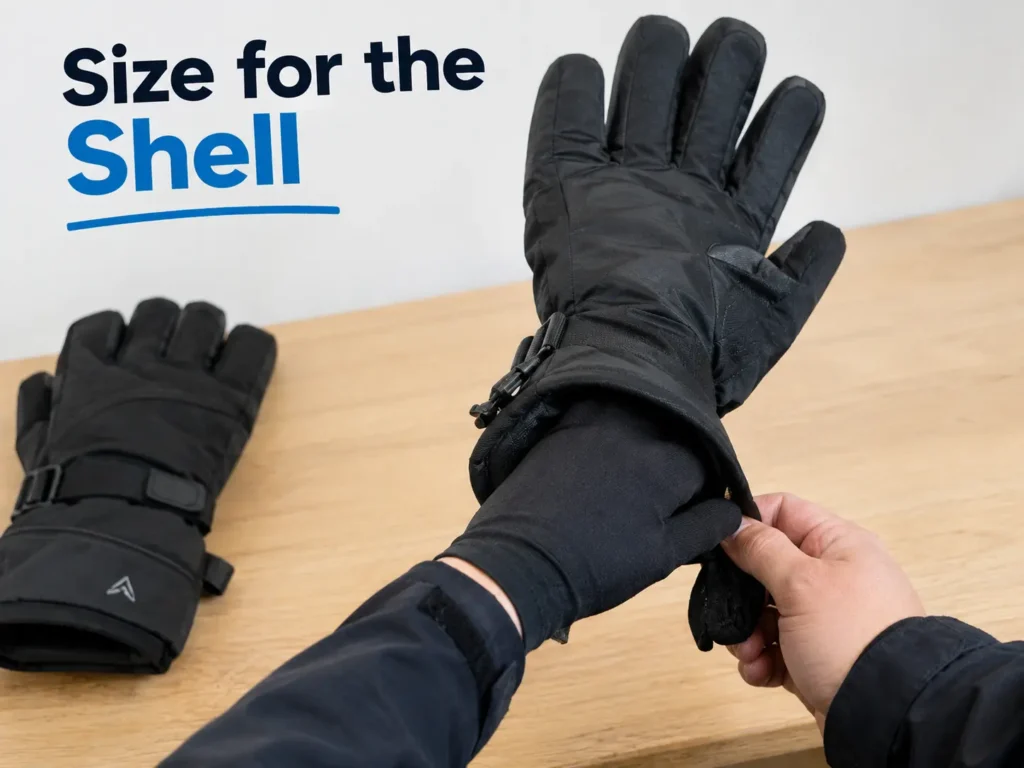 Sizing a ski glove shell to fit over a liner
