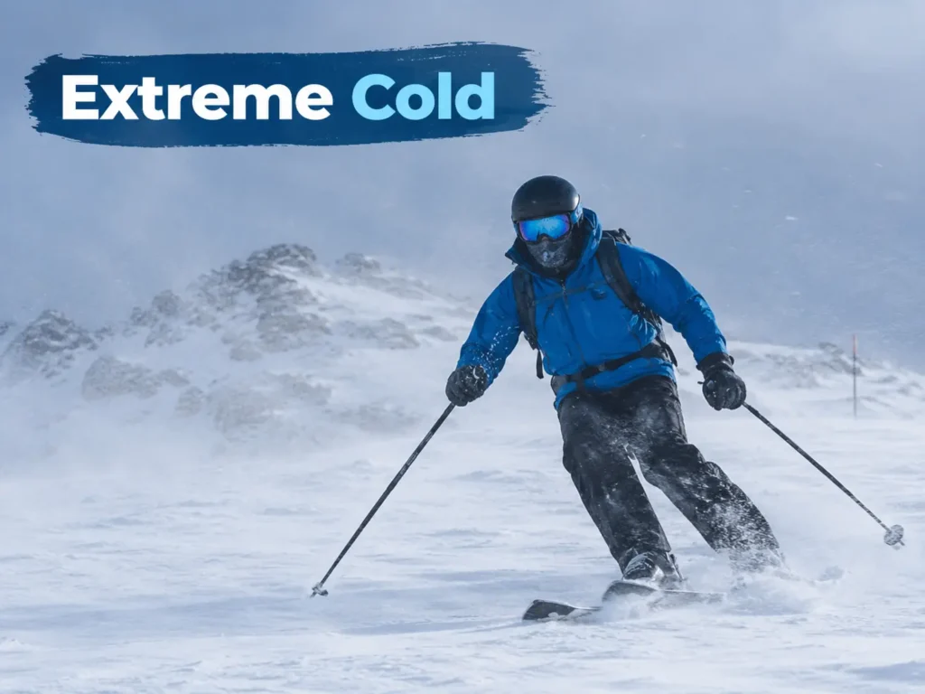 Skiing in extreme cold and wind chill conditions